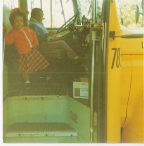 My cousin (at the wheel) and me on my grandmother's bus