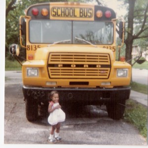 Me in front of my grandmother's bus, parked in her driveway