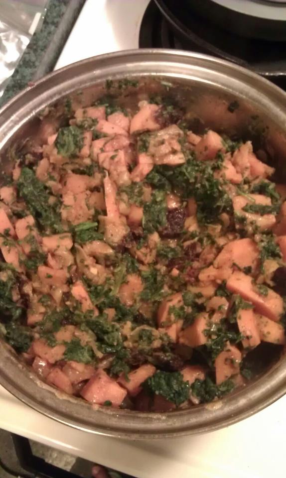 Spiced sweet potatoes and spinach is one of my favorite dishes, and I did cook this, but it ain't quick.