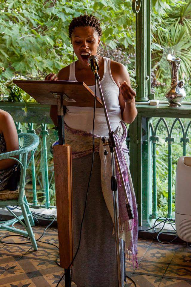 Me, performing at the Disquiet student open mic. Afterward, more than one person wanted to know where that essay is published. It's not, but I'm working on it.